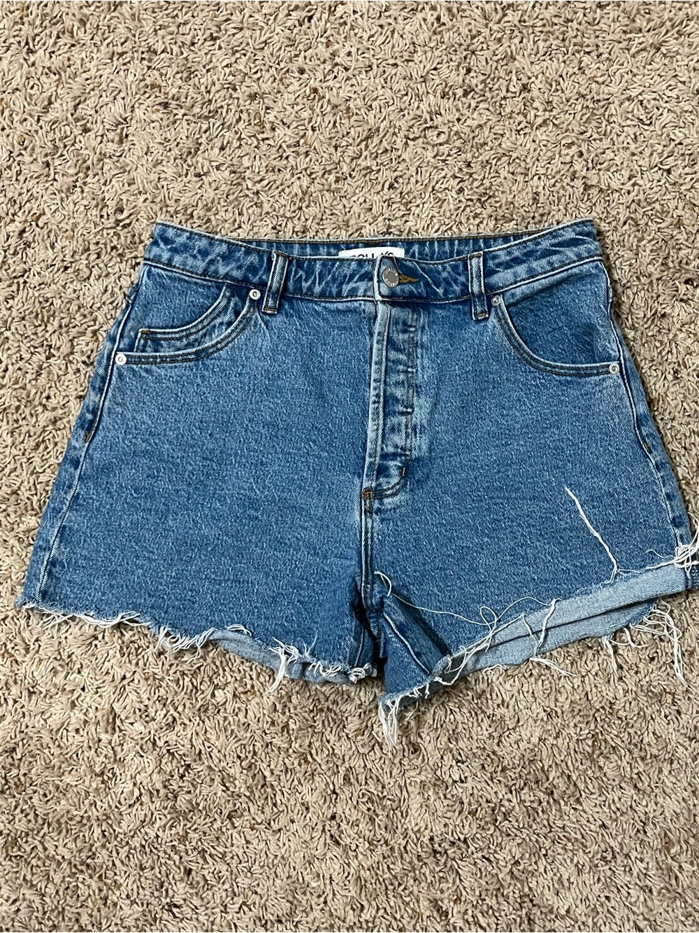 Rolla's Original High Rise Medium Wash Button Fly 3" Inseam Denim Shorts Size 30